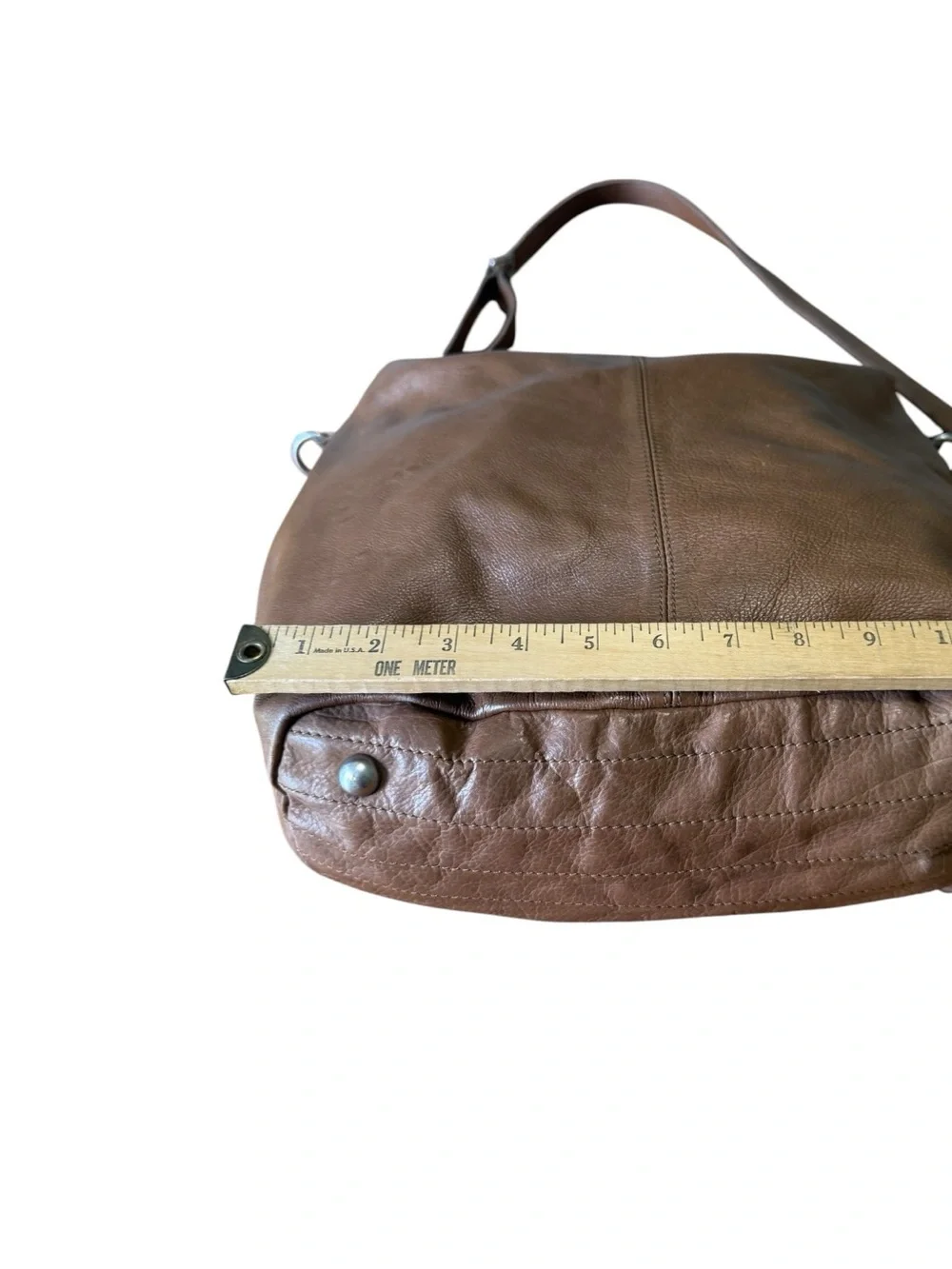 L.K. BERLIN Caramel Brown Leather Front Pockets Shoulder Bag